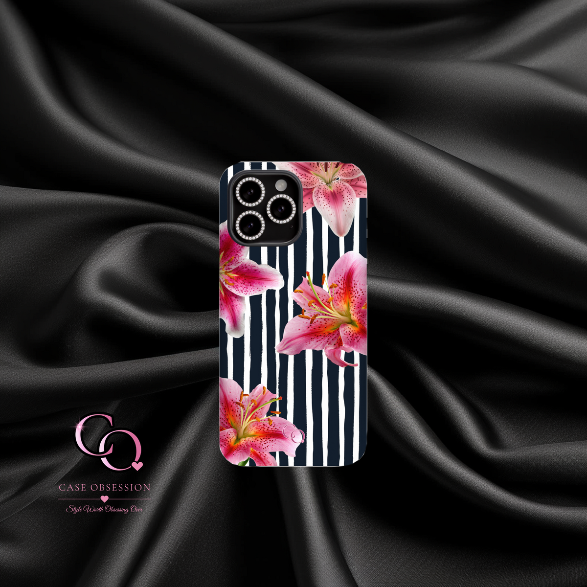 Midnight Lily iPhone Tough Case — MagSafe Compatible
