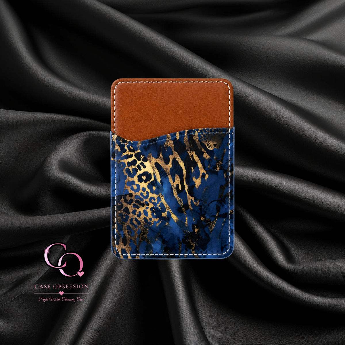 Sapphire Leopard Phone Card Wallet — Adhesive Card Holder