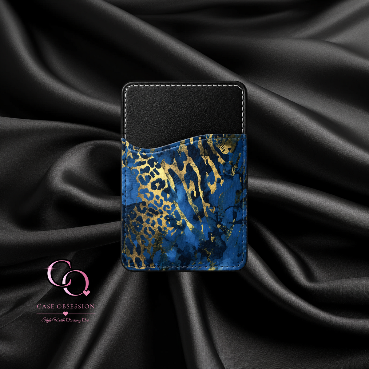 Sapphire Leopard Phone Card Wallet — Adhesive Card Holder